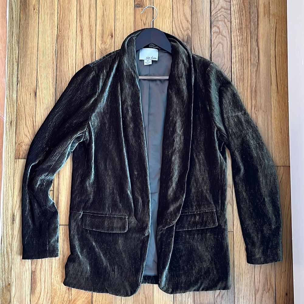 Anthropologie | XS, Chloé Oliver Crushed Velvet Blazer in Green